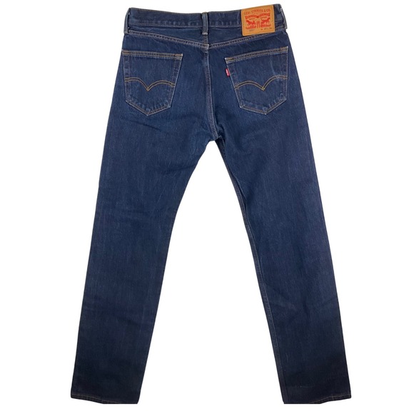 Levi Strauss Co 505 Mens Dark Wash Straight Leg Jeans W30 L34 (fits 32x33) - Picture 2 of 15